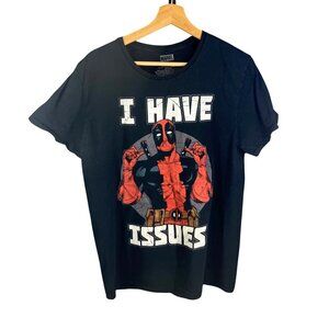 Marvel Deadpool "I Have Issues" Black T-Shirt Size L
